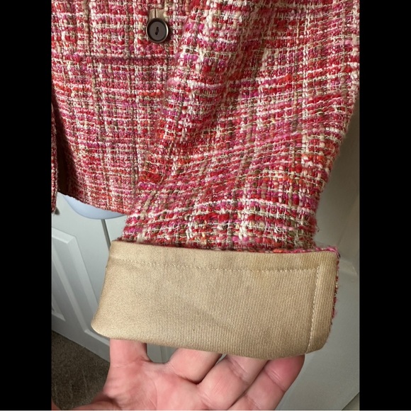CARLISLE Tweed Blacker Jacket Coat Pink Red Orange Ivory Wool Silk Suit Career - Picture 8 of 12